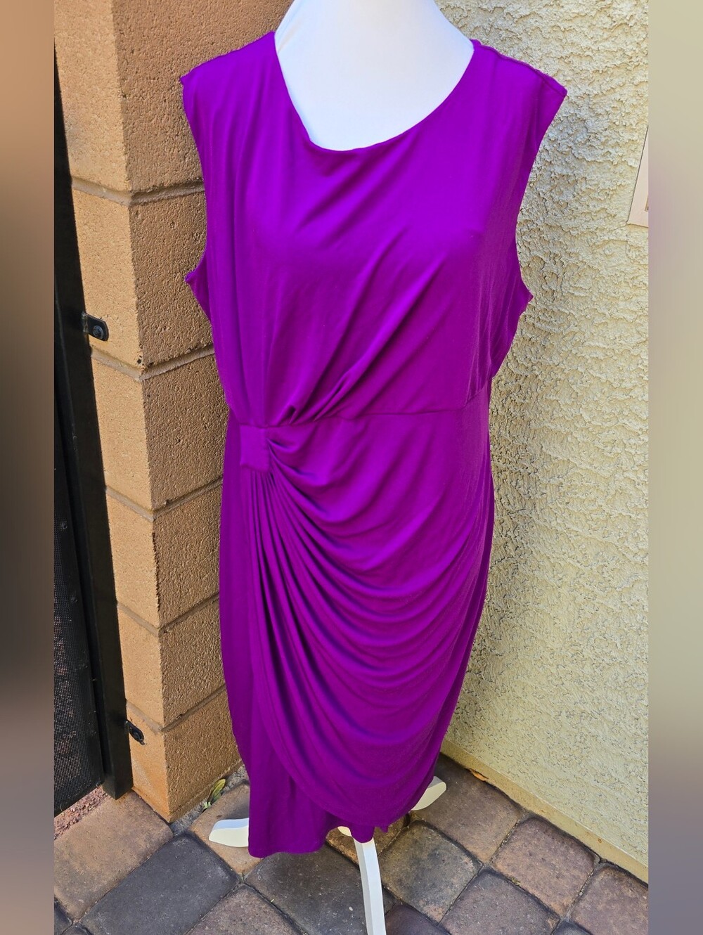 Sleeveless Draped Magenta Women’s Dress